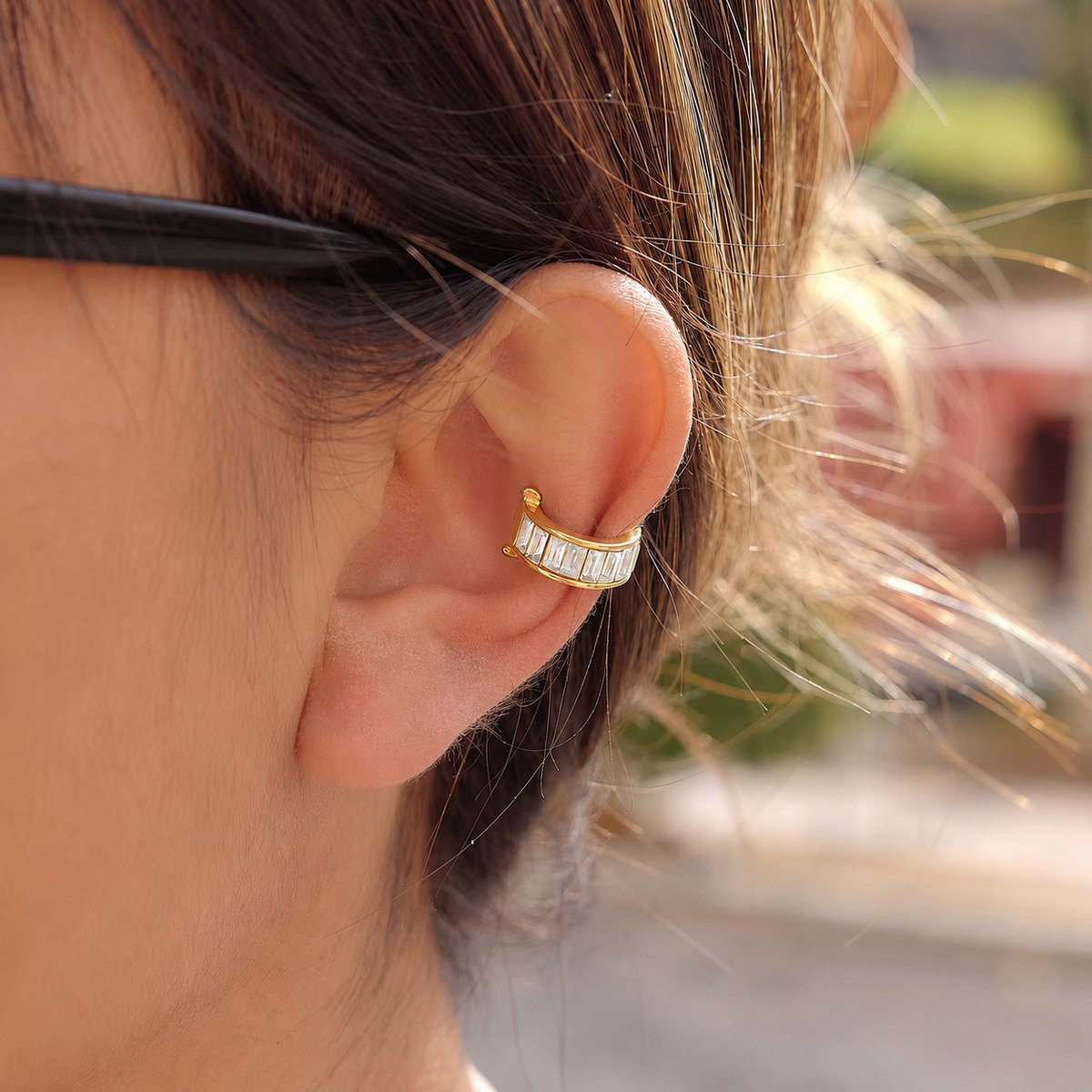 Minimalist White Rhinestone Ear Cuffs