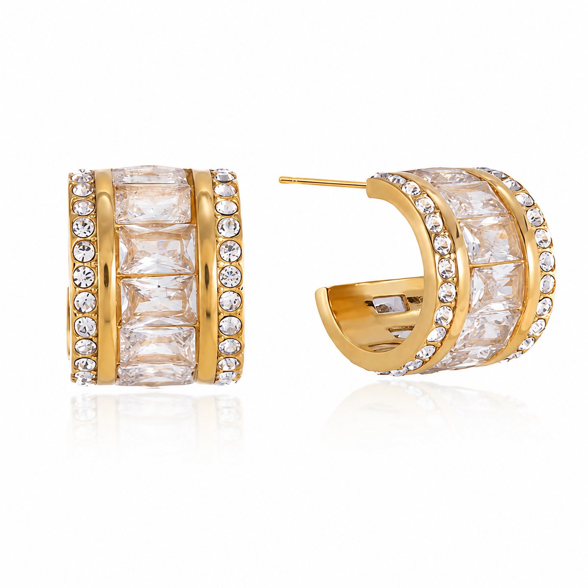 C-Shape Square Zircon Classic Earrings