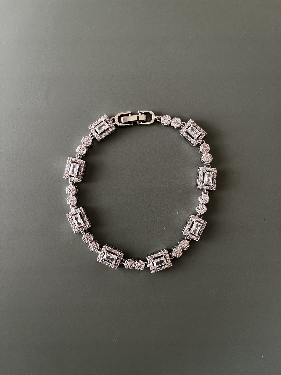 Silver Dual Shape Studded Bracelet 