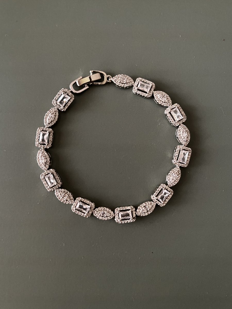 Silver Dual Shape Studded Bracelet 