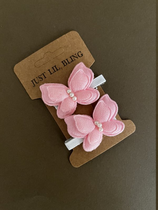 Pink Butterfly Aligator Clips (Pair)