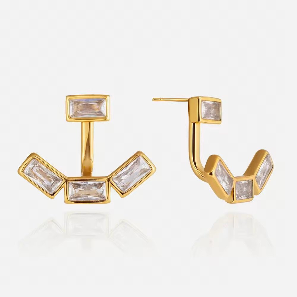 Delicate Square Front & Back Detachable Jacket Earrings