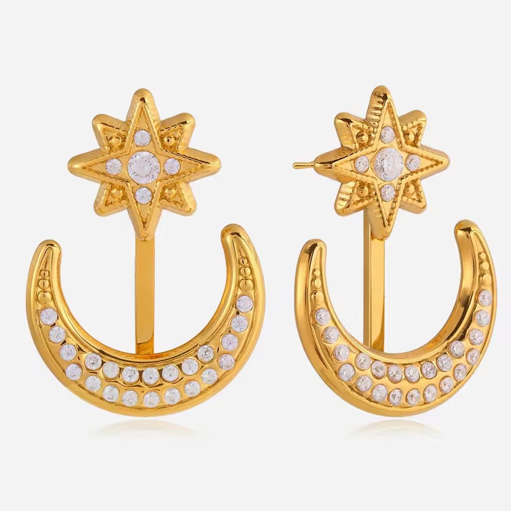 Detachable Moon and Star Earrings