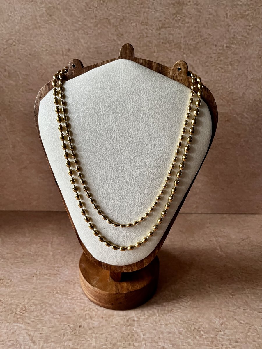 Double Layer Oval Bead Necklace