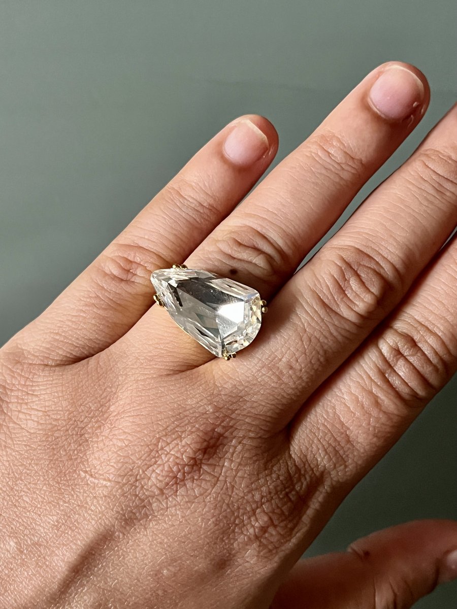 Vintage Chunky Irregular Glass Ring (Size 7)