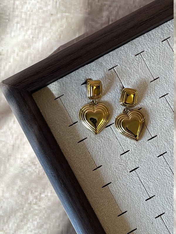 Double Layer Heart Earrings
