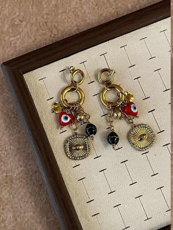 Evil Eye Long Charms Earrings