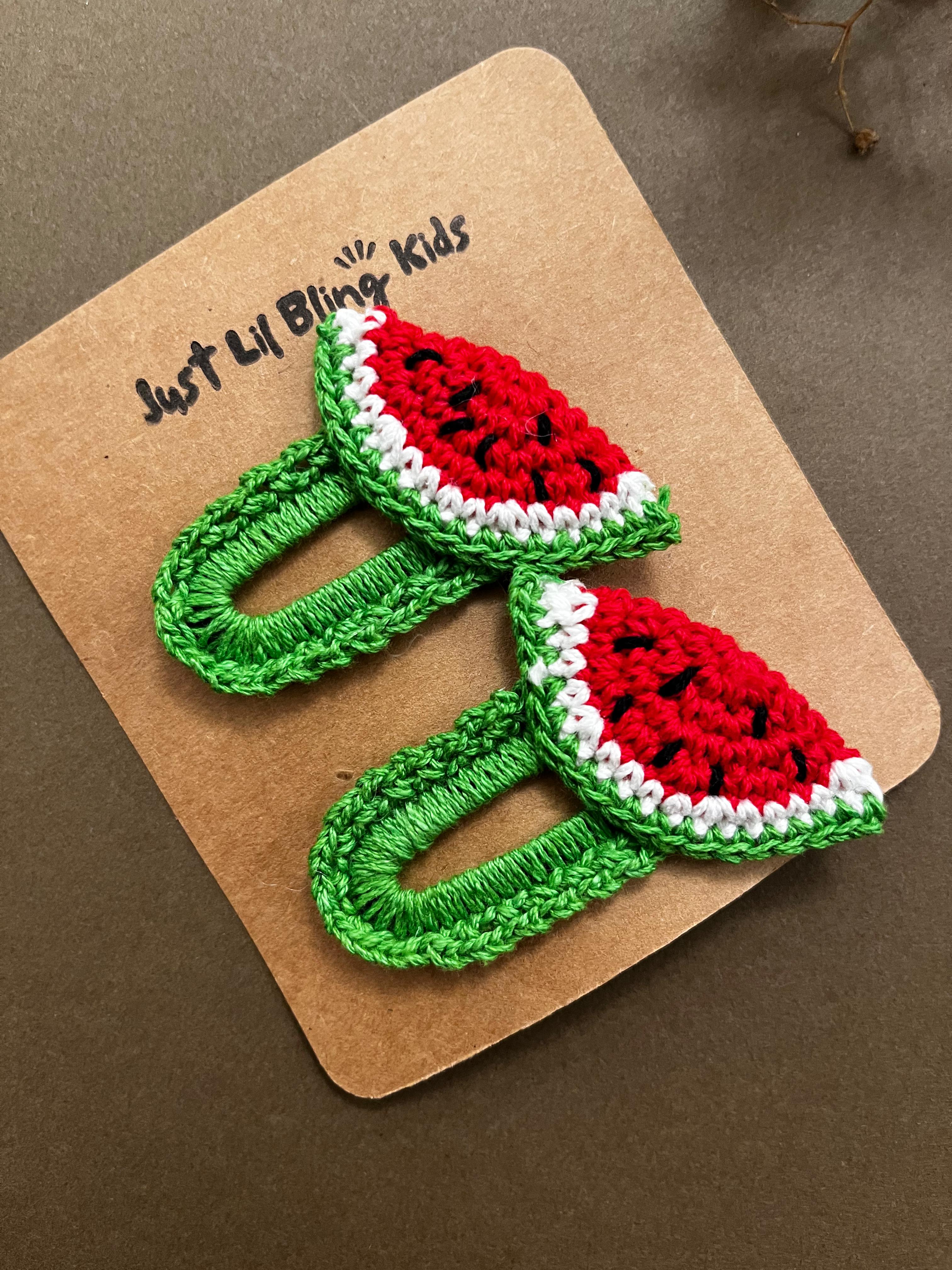 Watermelon Slice Hair Clips (Pair)